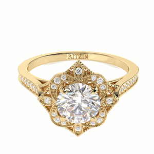 แหวนหมั้นเพชรทรงกลมลายดอกไม้สำหรับผู้หญิง1.50CT - Product Image 2