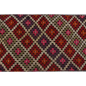 Vintage <b>Runner</b> Rug 2.1x8.6 ft (65x263 cm), Kilim <b>Red</b> Oriental Turkish Rug - Product Image 5