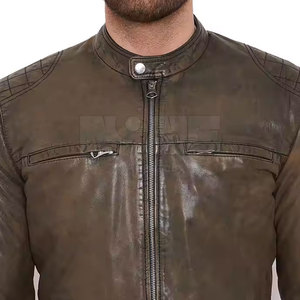 Service OEM sur mesure, veste en cuir décontractée pour homme de haute qualité pour l'hiver, avec fonction coupe-vent et fermeture à glissière - Product Image 5