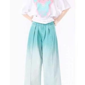 High Street, pantalones holgados para mujer, pantalones vaqueros cargo de pierna ancha lavados desteñidos con múltiples bolsillos de tiro alto, 100% algodón - Product Image 3