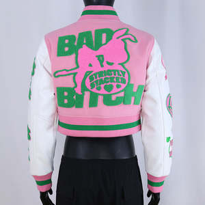 Veste de Baseball pour Femmes en Cachemire Bleu et Laine avec Manches en Cuir Véritable Blanc, Patchs Brodés Personnalisés, Veste de Baseball Premium - Product Image 2