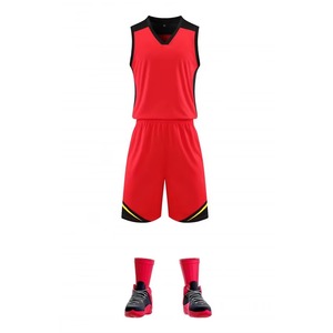Maillots de basket-ball de haute qualité pour adultes, respirants, imprimés par transfert thermique, tissu 160g, ensembles à manches courtes - Product Image 1