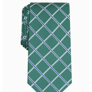 Corbata de Hombre con Estampado Floral a Cuadros, Color Verde Club Room, Talla Regular, Estilo Clásico Casual, Logotipo Personalizado, Hecha de Seda y Poliéster - Product Image 1