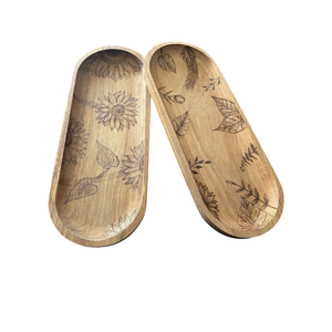 Plateau de service en bois fait main, plateau décoratif unique en forme de fleur, plateau rond en bois naturel, décoration d'intérieur, sans danger pour les aliments, pour la cuisine - Product Image 5