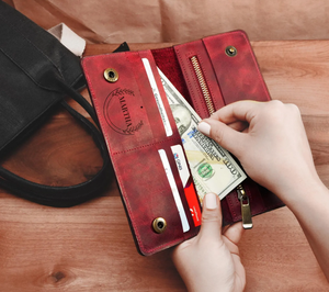 กระเป๋าสตางค์หนังสลักชื่อย่อแบบกำหนดเองสำหรับผู้หญิง กระเป๋าสตางค์ใส่บัตรเครดิตสำหรับผู้หญิง ของขวัญวันเกิด ของขวัญส่วนตัวสำหรับผู้หญิง - Product Image 4