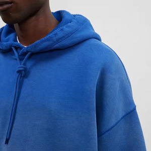 Bleu ciel poids lourd surdimensionné déchiré streetwear hommes graphique soleil délavé vintage lavage à l'acide sweat à capuche en détresse sweats à capuche - Product Image 2