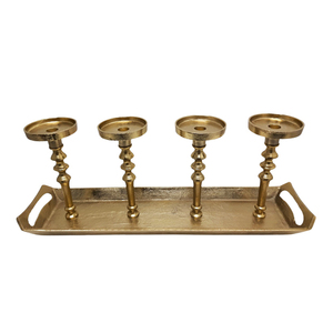 Portavelas de aluminio decorativo para el hogar con asa, soporte de vela de Color dorado de latón en bruto, hecho a mano, personalizado - Product Image 1