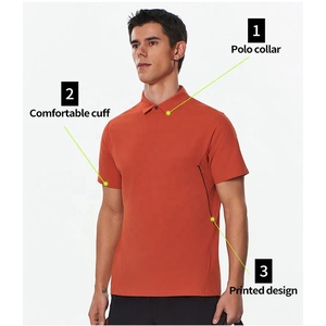 Stretch Fabric Muscle Fit <b>Athletic</b> T Shirts with Collar Custom Logo Print Quick Dry Performance Golf Apparel Low MOQ Sports Polo - Product Image 5