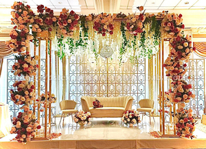 Elegante Boda Metal Mandap Decoración Tendencia Lujo Bodas Metal Mandap Venta Nueva Boda con velas Oro Metal Mandap Set - Product Image 5