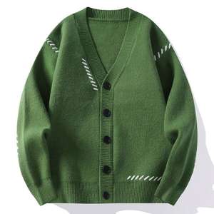 Custom Fashion Casual Knit <b>Cardigan</b> Loose Breathable Knit Sweater Cotton <b>Men's</b> Knit <b>Cardigan</b> - Product Image 3