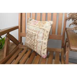 Luxury 18x18 Beige Vintage Kilim Patchwork Wool <b>Bolster</b> <b>Pillow</b> 12x12 Inch Non-Slip Eco-Friendly Removable Washable Throw <b>Pillow</b> - Product Image 3