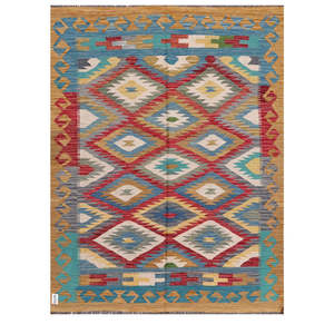 Alfombra Kilim de Maimana, Afganistán, 196 x 152 cm, Juego de Alfombras - Product Image 1