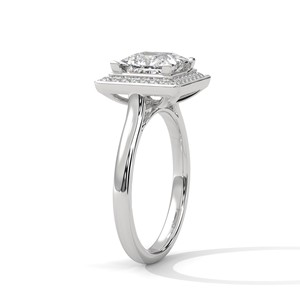 2.0ct Princess Cut CZ Halo <b>Solitaire</b> <b>Ring</b> 925 Sterling <b>Silver</b> Engagement Band - Product Image 5
