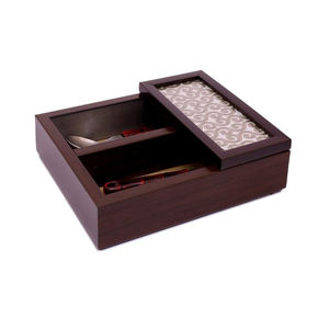 Cuchara de madera, cuchillo, tenedor, organizador de cubiertos de cocina, 4 compartimentos, soporte para utensilios de cocina de madera - Product Image 1