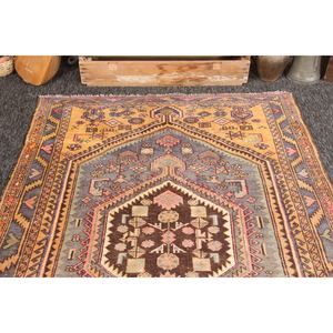 Alfombra Turca Vintage, Alfombra Decorativa de 4.8x6.7 pies, Alfombra Geométrica Amarilla y Azul - Product Image 2