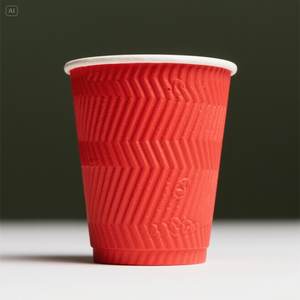 Taza de papel roja ecológica con diseño en relieve blanco 8 oz 50 paquetes desechables y elegantes - Product Image 3