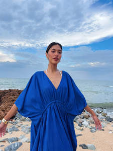 2025 estilo de calle para mujer de talla grande Kaftan de playa vestido translúcido traje de baño cubierta Natural para resorts de playa al por mayor - Product Image 3