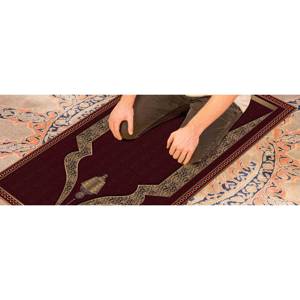 Alfombra de Oración Color Borgoña: Decoración Islámica para el Hogar, Alfombra Antideslizante, con Pelo Suave - Product Image 3