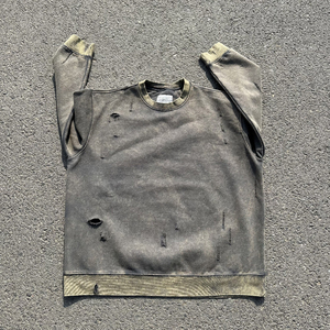 Sweat-shirt à col rond vintage pour homme, 100% coton, streetwear à épaules tombantes pour l'hiver, prix de gros - Product Image 3