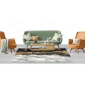 Black Marble Printed Rug: Entry Rugs, Black And <b>Gold</b> Marble, Shimmery Design,Luxury Velvet Rug - Product Image 4