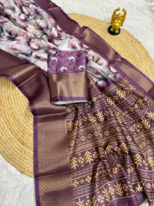 Sari de créateur imprimé indien Showstopper dernière exclusivité de qualité supérieure Saree ethnique magnifique Blouse superbe Look fille à la mode - Product Image 2