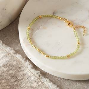 Joyería fina, superventas, pulsera personalizada de peridoto verde y cuentas de oro, pulsera de plata de ley 925, regalo, joyería fina hecha a mano - Product Image 1