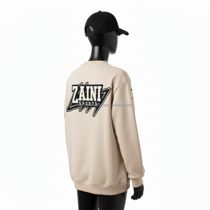 Sudadera Premium para Mujer, Tejido de Felpa de 350 g/m², Color Beige con Paneles de Parche Negros, Logotipo Personalizado, Sudaderas Transpirables para Mujer - Product Image 5