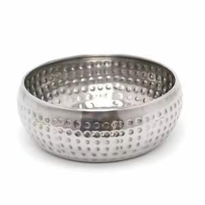 Elegant Hammered Metal Round <b>Dessert</b> <b>Bowl</b> Classic Kitchenware with Polished Finish for Party Serving - Product Image 1