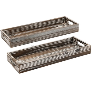 Plateau en bois le plus vendu de couleur marron chaud avec design rectangulaire classique et finition lisse idéal pour l'organisation de la maison - Product Image 2