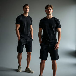 Conjunto de pantalones cortos de dos piezas para hombre de alta calidad, trajes para hombre, camisetas 100% de algodón lavado ácido, conjuntos de pantalones cortos para correr con lavado de piedra - Product Image 6