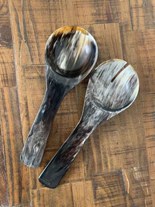 Cubiertos hechos a mano Cuerno de búfalo Cucharas de mango largo Cuerno Ensalada Cucharas para servir para vajilla por Artesanías de media luna - Product Image 3
