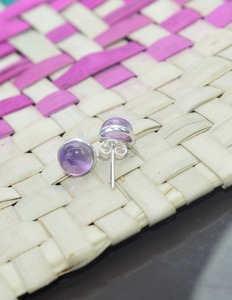 Classical <b>Stud</b> <b>Earrings</b> Jewelry for Women Silver Boho Style Jewelry 925 Sterling Silver <b>Amethyst</b> Gemstone Handmade <b>Earrings</b> - Product Image 4