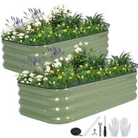 Jardinière ovale galvanisée pour intérieur, résistante à la décomposition, en métal, pour légumes et fleurs, jardinière surélevée