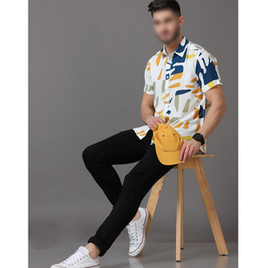 Camiseta de Manga Corta Estampada, Ecológica, Duradera, de Spandex/Poliéster, Cómoda, Diseño Pakistaní, Cuello Alto, Transpirable - Product Image 5