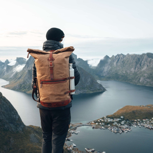 Premium Leather Canvas Foldable <b>Eco</b>-Friendly Backpack Outdoor Hiking Travel School Work Unisex Durable Multi-Pocket Utility - Product Image 2