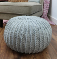Moderner Gehäkelter Gestrickter Bodenhocker-Pouf - Anpassbare Farbe Mikrofaser Handgefertigt Wohnzimmer Schlafzimmer Outdoor Aufbewahrungshocker