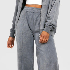 ชุดวอร์มผ้าฝ้ายสีพื้นแบบฟอกกรดสำหรับผู้หญิง เหมาะสำหรับโอกาสลำลองหลากหลาย ดีไซน์คุณภาพสูงสำหรับผู้ซื้อจำนวนมาก - Product Image 3