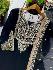 New Designer Party Wear <b>Top</b>-Plazzo Set with Dupatta Featuring Heavy Embroidery Work Perfect for Festive & Special Occasions - Product Image 4
