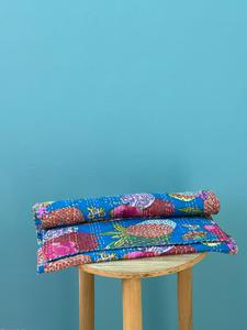 Beautiful Reversible Queen Size Cotton Kantha Quilt Handmade Organic <b>Floral</b> Print <b>Bedspread</b> Soft Kantha Gudari for Home Hotel - Product Image 4