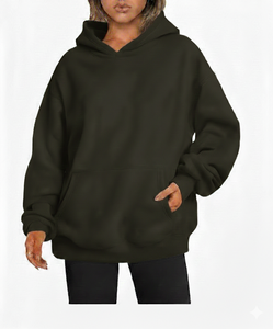 Sudadera Extra Grande de Estilo Urbano para Mujer, Top Informal de Invierno, Corte Holgado, Moda Urbana, Fibra de Bambú, Logotipo Frontal, Cómoda para Uso Diario - Product Image 2