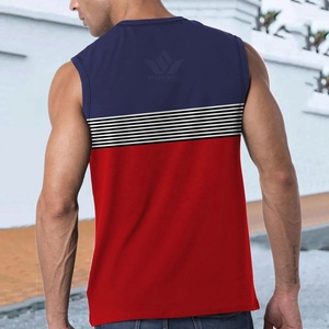 Débardeur sans manches en tricot à col rond pour homme, couleur noire, respirant, séchage rapide, rayé, pour le sport et la remise en forme - Product Image 6