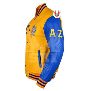 Venta al por mayor de chaquetas personalizadas bordadas con letras para hombre, chaquetas largas transpirables de poliéster rojo Bomber Varsity Regular Fit para hombre - Product Image 5