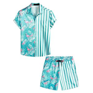 Nueva moda de Sablimation para hombre, Camiseta de algodón con logotipo personalizado, conjunto de pantalones cortos OEM al por mayor con cierre de cintura elástica, precios al por mayor - Product Image 1