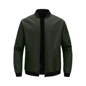 Chaqueta de Béisbol Informal con Cuello Alto para Deportes al Aire Libre, Chaqueta con Cremallera de Color Liso, Ideal para el Día del Padre - Product Image 1