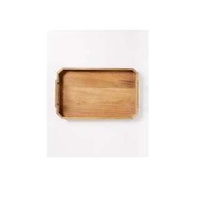 Plateau de service en bois d'acacia naturel de forme carrée, plateau de service de petit déjeuner de couleur en vente personnalisée - Product Image 6