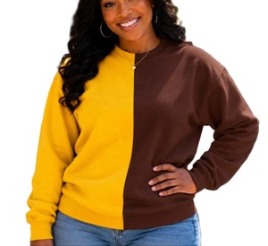 Sweat-shirt à col rond bicolore personnalisé, respirant, pull à deux couleurs - Product Image 5