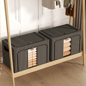 Sọc Vải Lưu Trữ <span class=keywords><strong>Box</strong></span> Với Khung Kim Loại Có Thể Gập Lại Linen Tủ Quần Áo Tổ Chức Và Quần Áo Lưu Trữ Thùng - Product Image 2