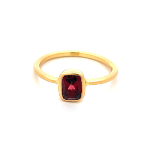 Hot Selling Unisex Sterling Silver Yellow Gold <b>Fine</b> <b>Ring</b> Cushion Shape Garnet Bezel Set Classic Hallmarked Anniversary Wedding - Product Image 1