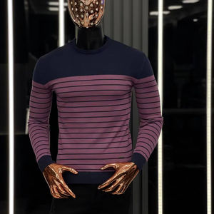 Suéter Casual de Invierno para Hombre, Cuello Redondo, Manga Larga, Cálido, Antiarrugas, 100% Algodón, Diseño Jacquard - Product Image 1