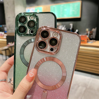 Coques de téléphone magnétiques électro-plaquées douces et luxueuses, étuis de téléphone scintillants et féminins pour iPhone 17 Pro, 16 Pro, 15, 14 Pro Max